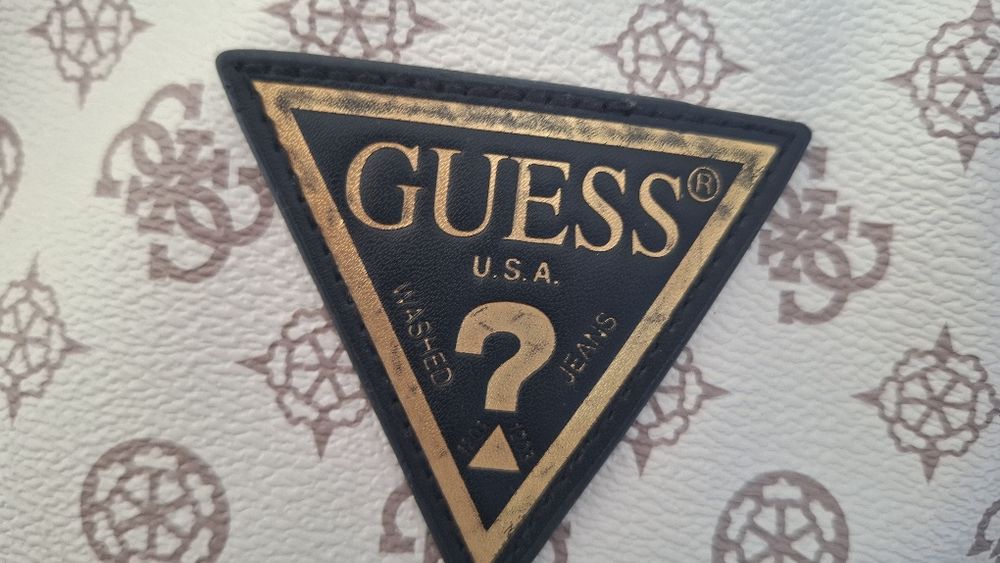 Torebka Guess duża shoperka beżowa kremowa