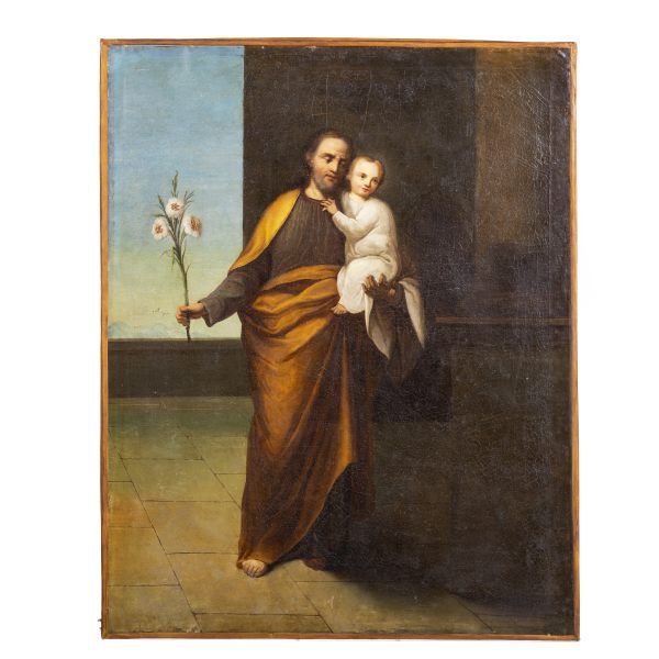 Pintura - São José Com Menino Jesus - Século XVIII