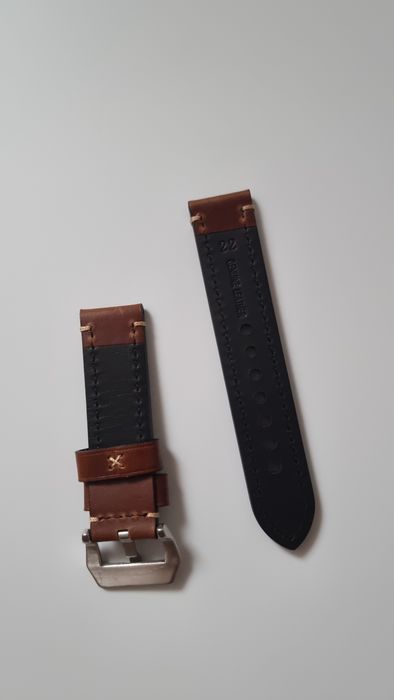 Pasek do zegarka EACHE dla mężczyzn, klasyczny, 22 mm, skórzany, wosko