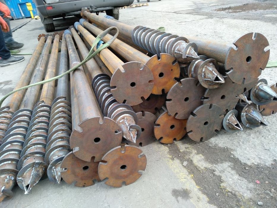 Сваи,геошурупы винтовые/монтаж (крутим)сваи в грунт,песок,вода/