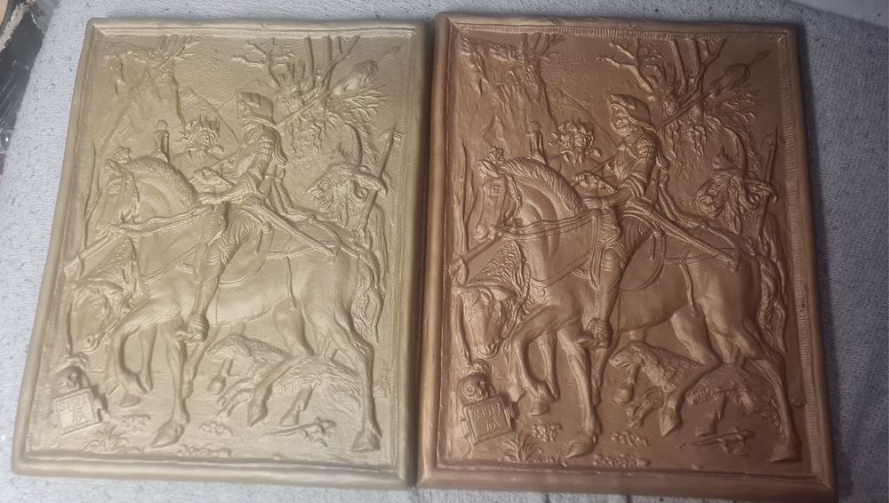 Rycerz, Śmierć i Diabeł, 1513 rok  A. Dürer kafel ozdobny plaskorzeźba