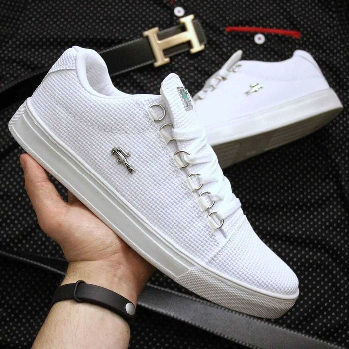 Кросівки Lacoste чоловічі класичні кеди Лакоста білі РОЗПРОДАЖ
