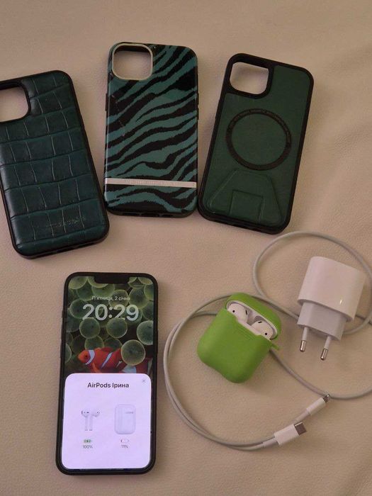 Iphone 13 256 Gb green Зарядка, Чехлы, Оригинальные наушники
