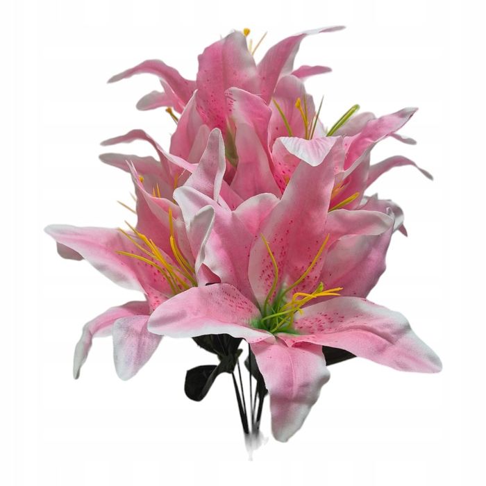 LILIA Bukiet Sztuczny Kwiat gałązki 9 kwiatów LILIE kolor różowy 48cm