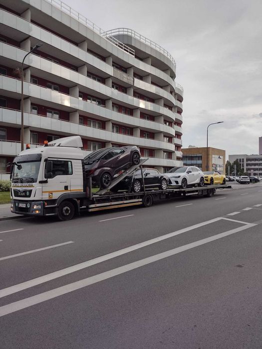 Autotransporter z przyczepą, platforma, Man TGL 12.250 możliwa cesja