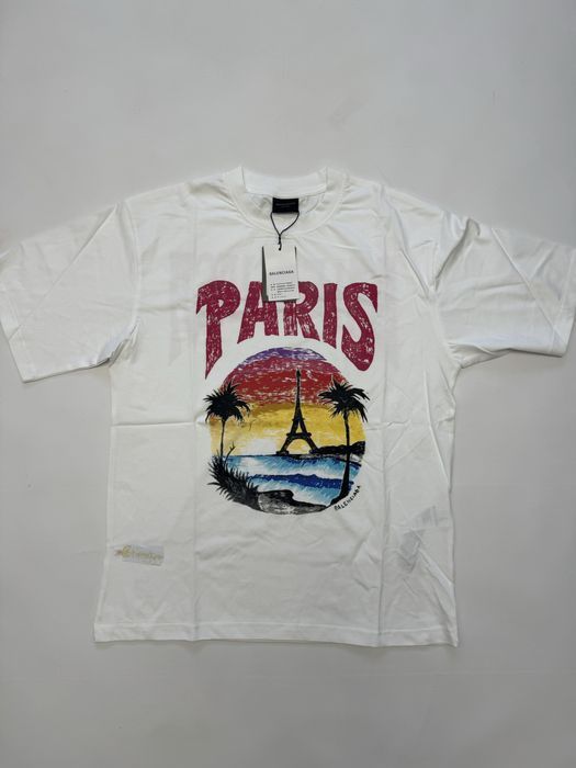 футболка Balenciaga Paris белая summer 2024 vetements M L