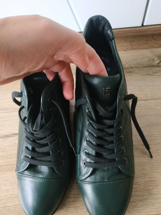 Nowe buty 40 Botticelli butelkowa zieleń, koturny jesień 40
