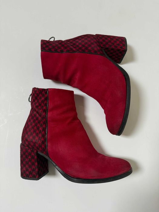 Burgundowe botki, skóra zamszowa, Venezia, rozm. 39