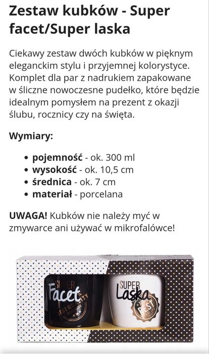 Zestaw kubków na prezent  dla Niej i Niego