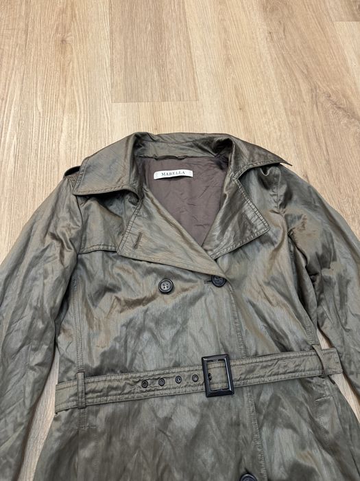 Marella Double Breasted Trench Coat Belt M dwurzędowy płaszcz trencz z paskiem