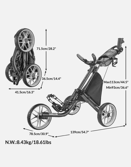 Візок для гольфу Caddytek CaddyLite EZ V8, 3-колісний, складаний