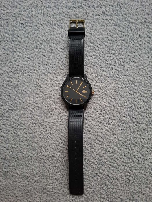 Zegarek Lacoste czarny unisex + złote akcenty (Oryginalne pudełko)
