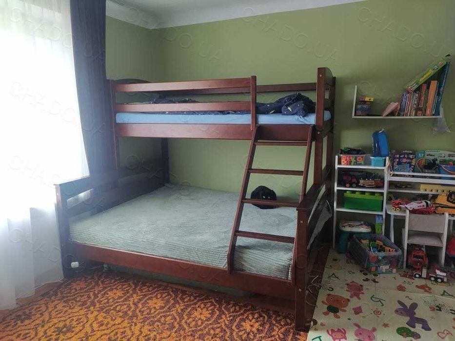 Сімейне дитяче двоповерхове ліжко Білий з матрацами 12см 140х90х190