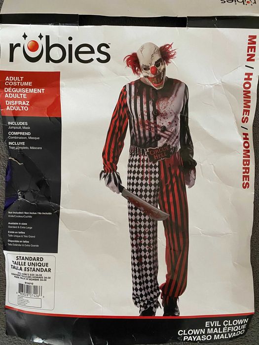 Kostium Rubie's Evil Clown Strój Straszny Klaun Halloween M/L Standard