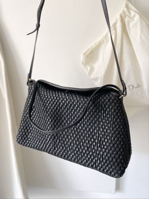 Massimo Dutti Torba z plecionej skóry ciemny brąz