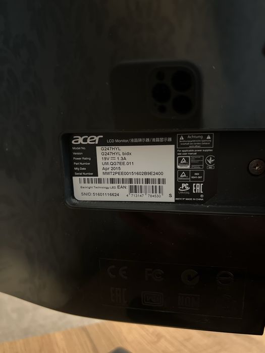 Монитор Acer G247HYL bidx — отличное состояние