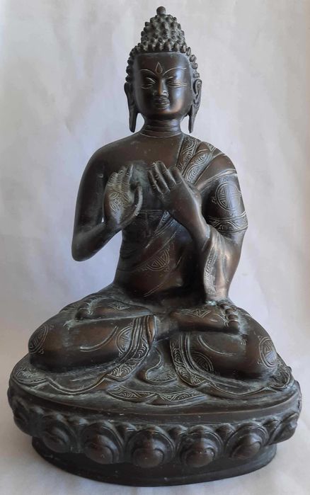 Budda Duża Stara Figura Brąz