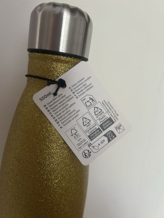 Brokatowa butelka termiczna koloz zloty 500ml