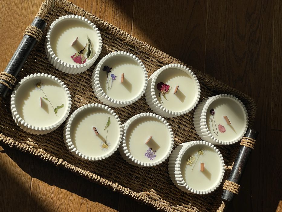 Свеча из соевого воска с деревянным фитилем