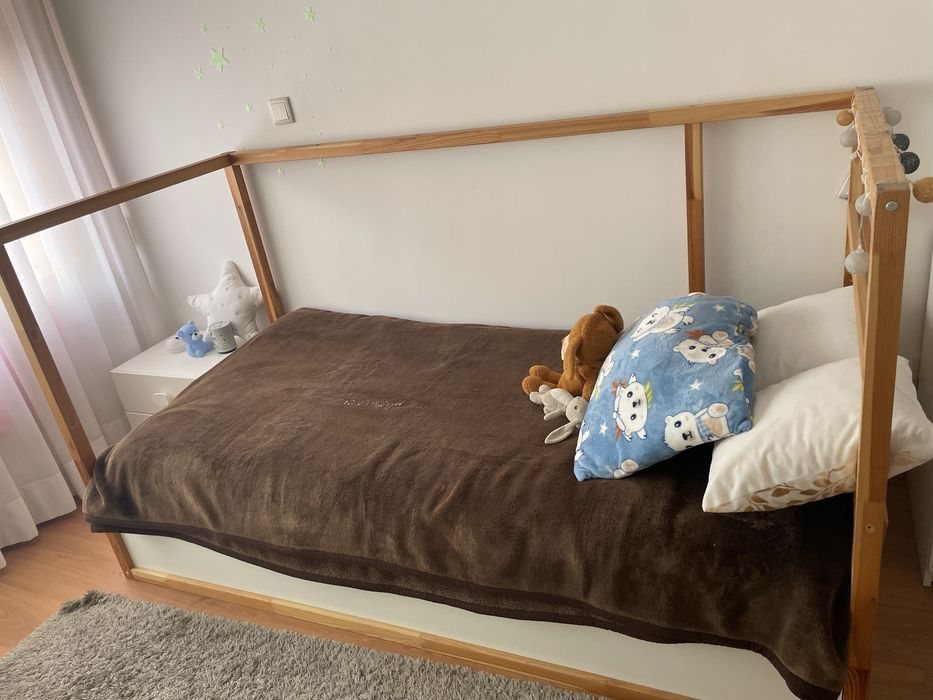 Cama reversível, branco/pinho, 90x200 cm