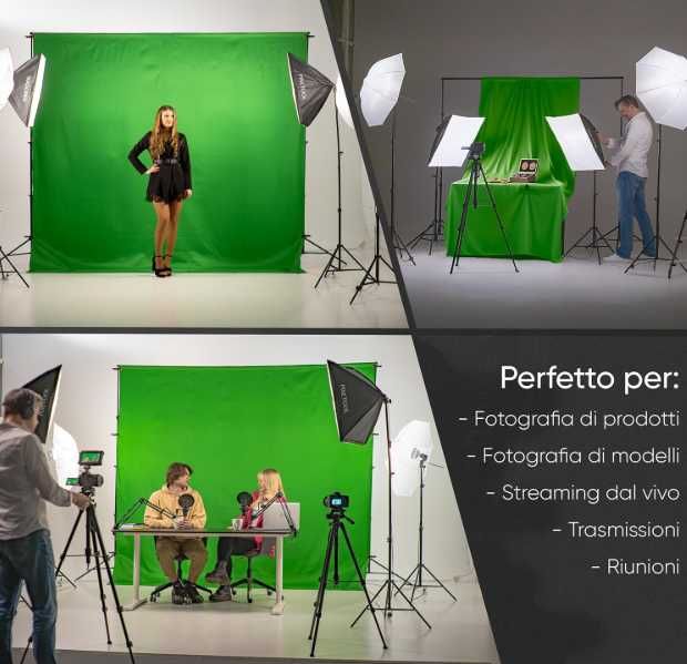 Green Screen PIXETOOL 3x3m + Suporte e 3 Fundos