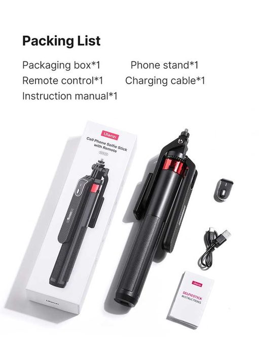 Kijek  180cm SELFIE STICK Statyw Pilot Bluetooth Ulanzi MA09