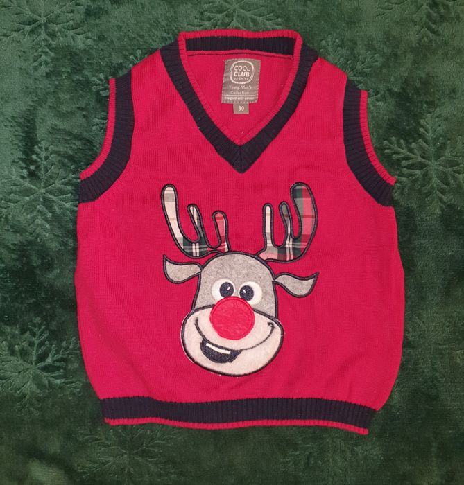 Kamizelka świąteczna Renifer Cool Club rozmiar 80