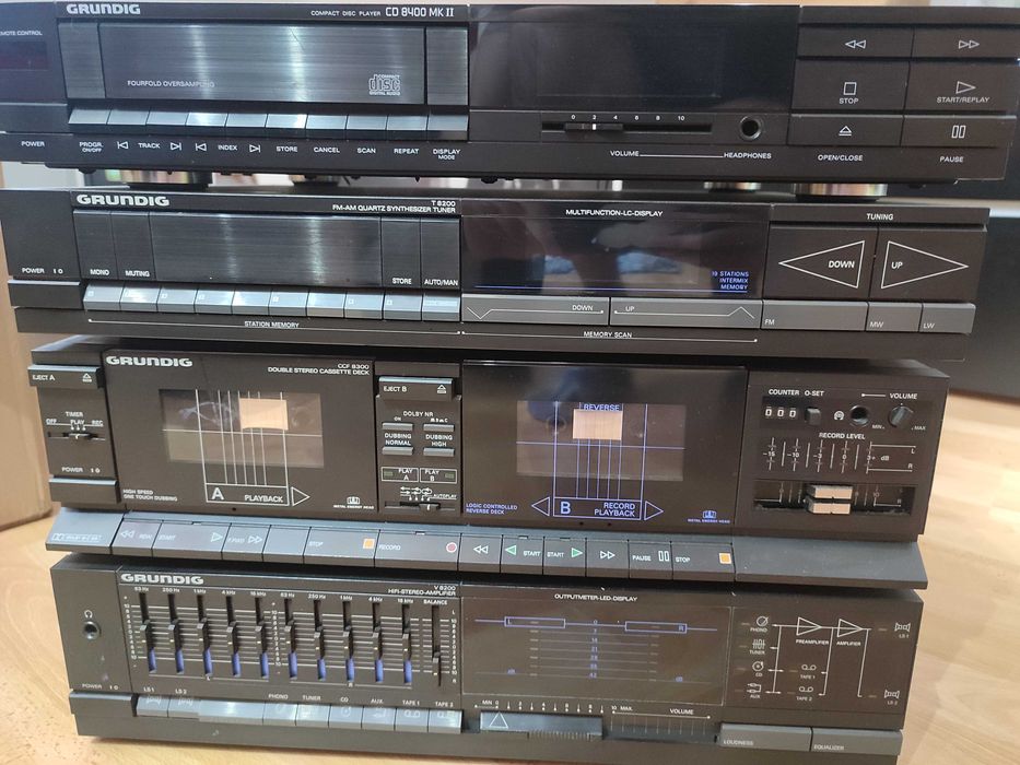 Grundig zestaw - wzmacniacz, CD, radio, kasety, 2x głośniki
