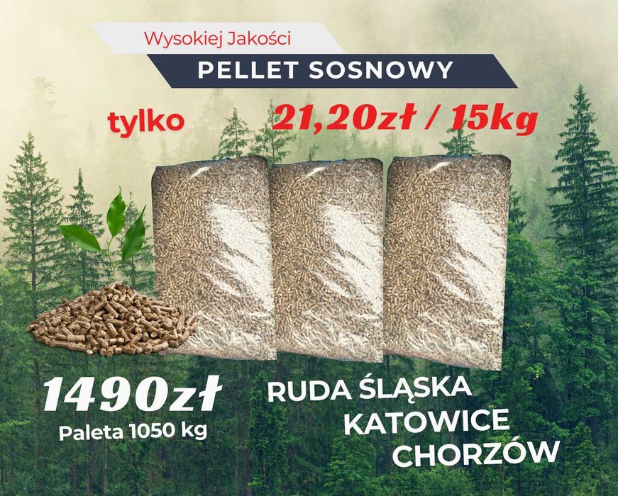 Opał - Sosnowy Pellet / 6mm - Paleta 1005KG - 67 worków x 15KG