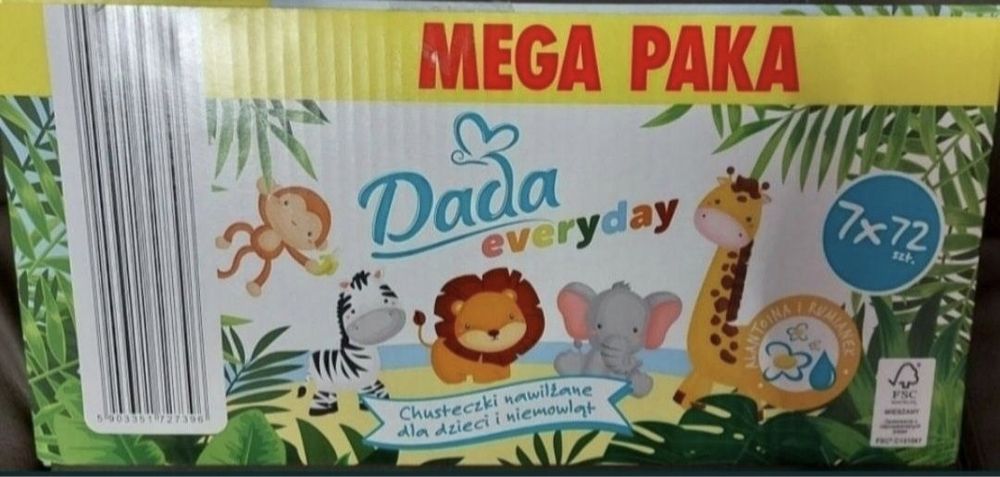 1zł Wysyłka Chusteczki Nawilżane DADA EVERYDAY Zielone NOWE