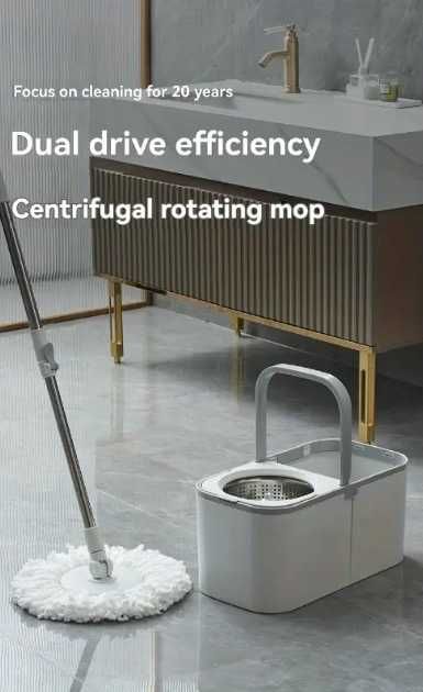 Швабра з відром велика 8л центрифугою віджимання 2 мікрофібри