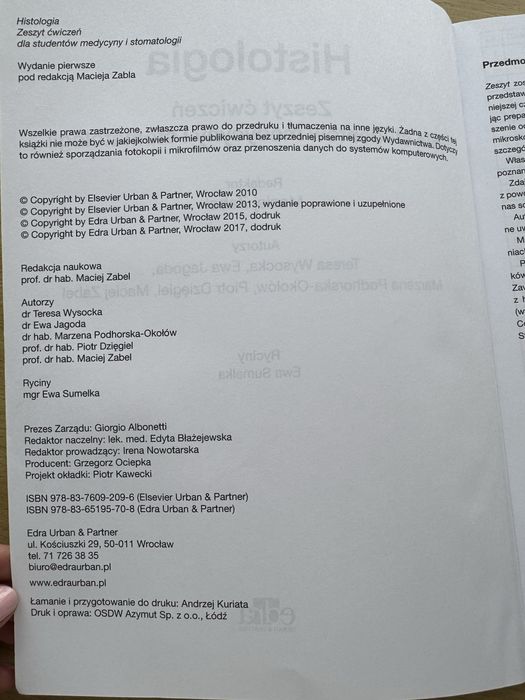 Zeszyt ćwiczeń histologia
