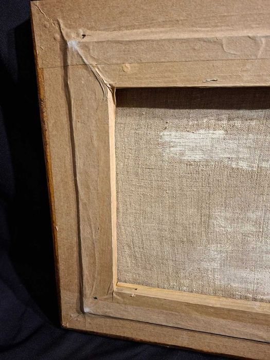 Obraz olejny na płótnie – jarmark koński, konie – drewniana rama 65×43 cm