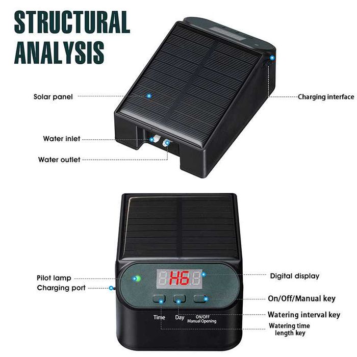 Солнечная автоматическая капельная система полива растений 15 вазонов
