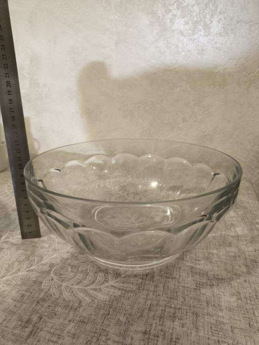 Великий  скляний салатник, фруктовниця, ваза для фруктів