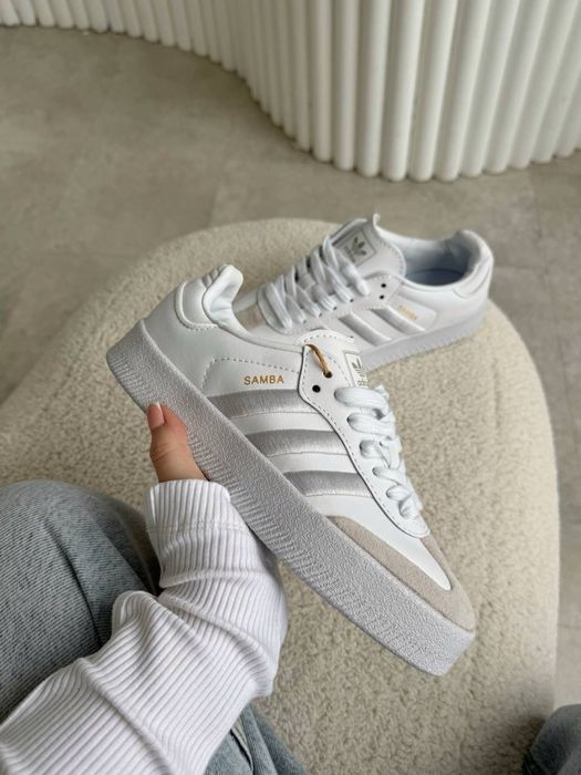 Жіночі кросівки Adidas Samba White адідас самба білі