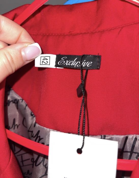 Червона сукня-жакет міні з розрізом, розмір 42, нова з біркою