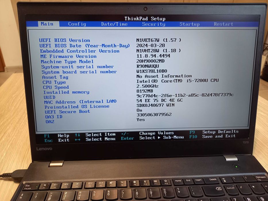Lenovo T570. I5-7200/8gb ram/180gb ssd