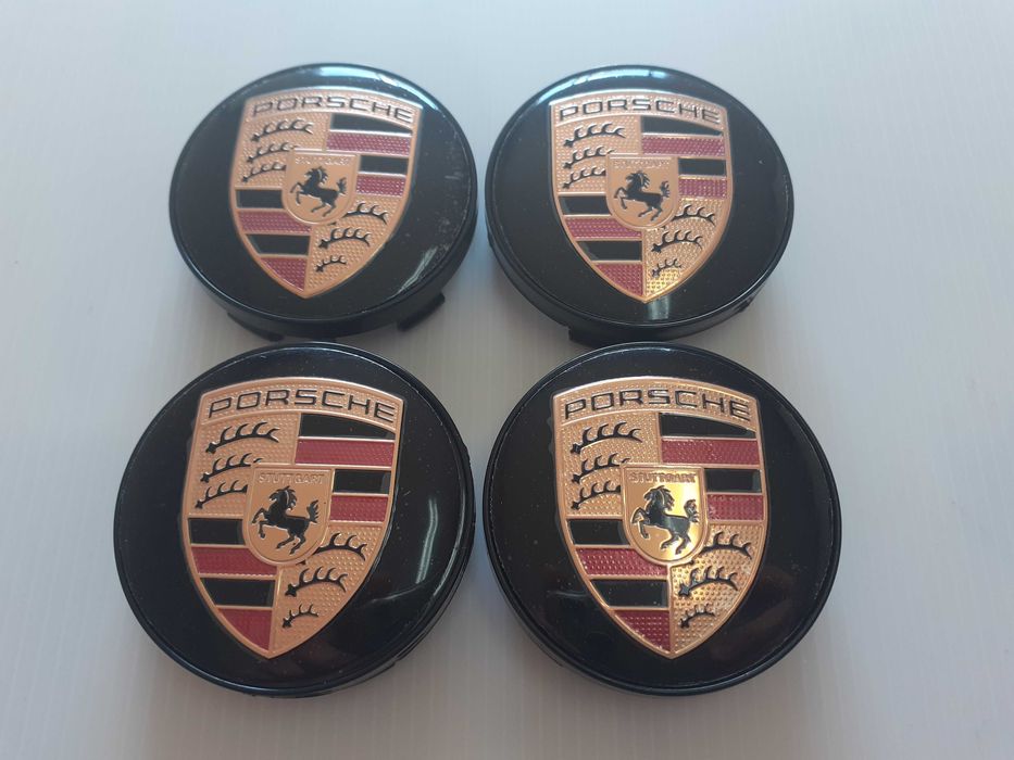 Centros/tampas de jante completos Porsche com 56, 60, 65, 68 e 76 mm