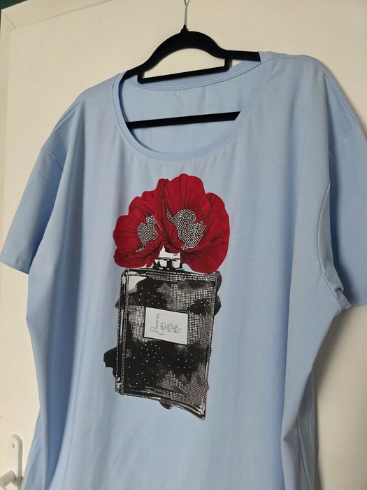 Wawa super bawełna plus size 50 52 czerwone maki cyrkonie