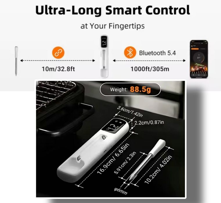 Inkbird INT-11I-B Bluetooth Міні бездротовий термометр для м'яса