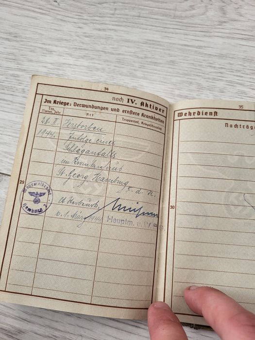 Wehrpass – 1940 rok – oryginał