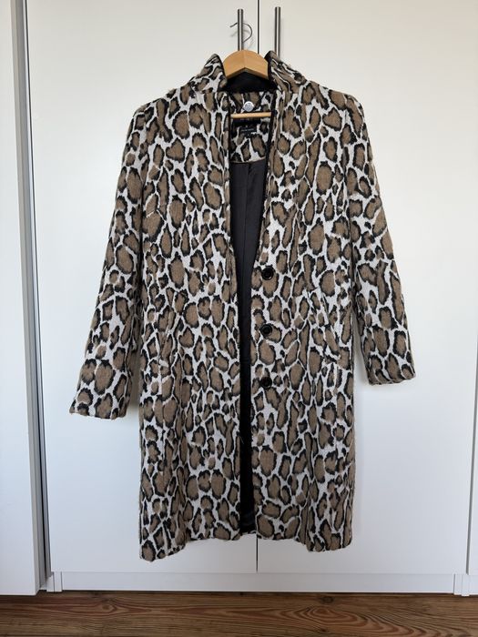 Płaszczyk Płaszcz panterka leopard print S wiosenny jesienny czarny
