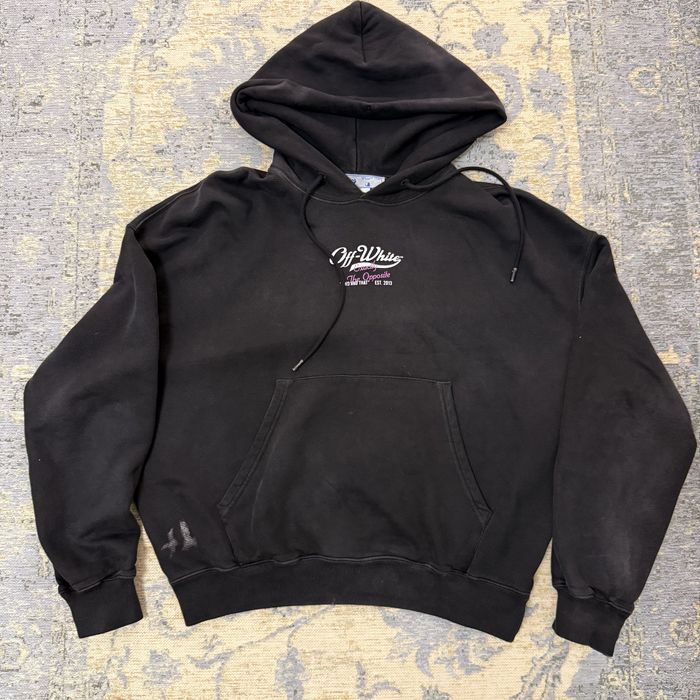 OFF-WHITE wave off boxy hoodie black white legit