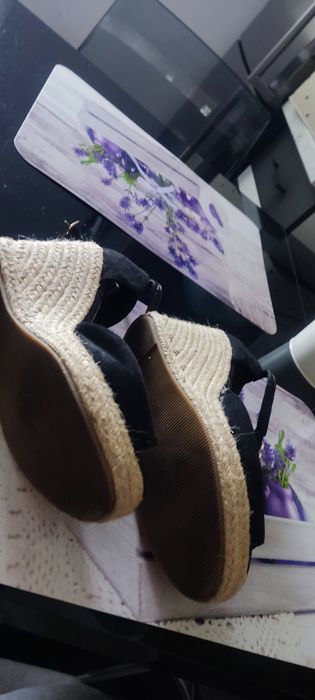 Espadryle czarne na koturnie