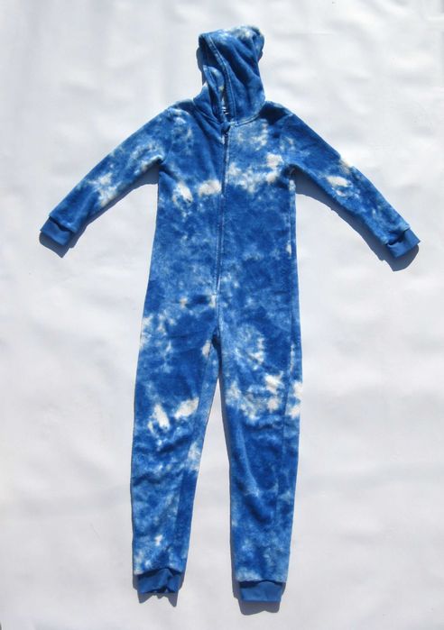 Мягенький синий кигуруми комбинезон для дома сна махра 146 152