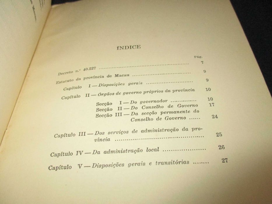 Livro Estatuto da Província de Macau 1 Edição 1955