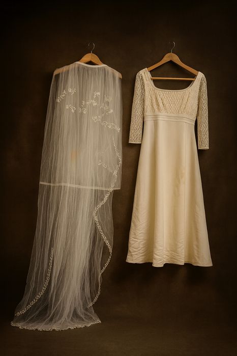 Vestido de noiva, véu e saiote PENHALTA NOVIAS