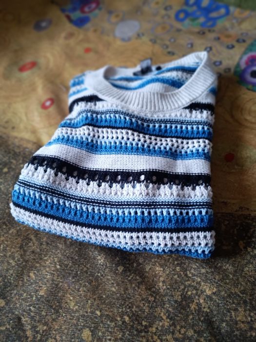 Bawełniany sweter wiosenny w paski  r.44/46