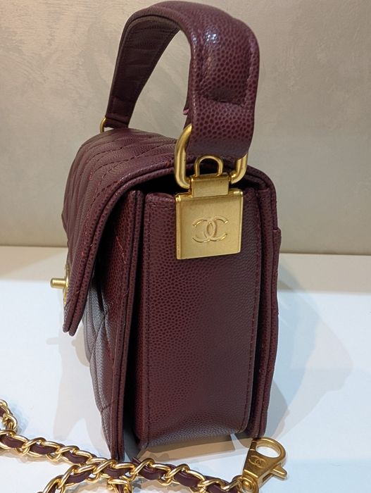 Сумочка Chanel 19 см ‼️Люкс якість‼️з натуральної шкіри колір "спіла вишня"